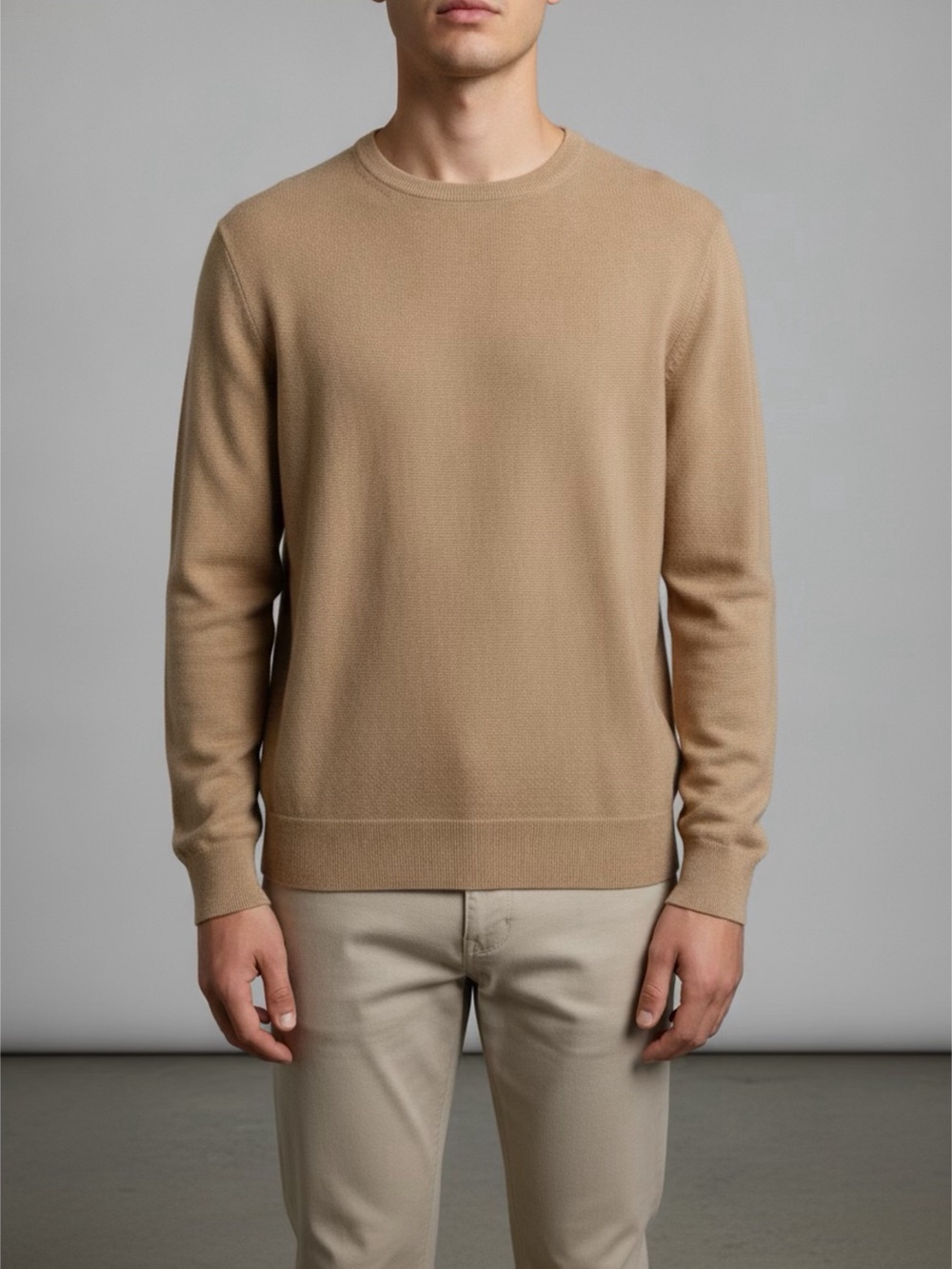 J. Crew New Men's All Cotton Crewneck Sweater in beige Sz M